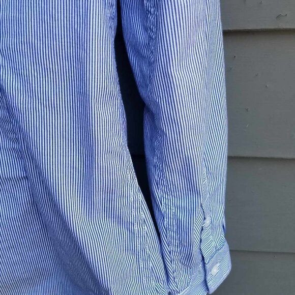 Tommy Hilfiger Blue White Stripe Classic Fit Shirt size Medium - Picture 4 of 12